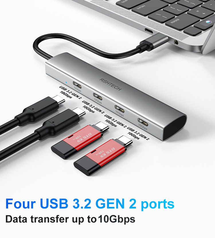 Laptop Accessories Hub - ฮับ RSHTECH USB C ฮับ USB