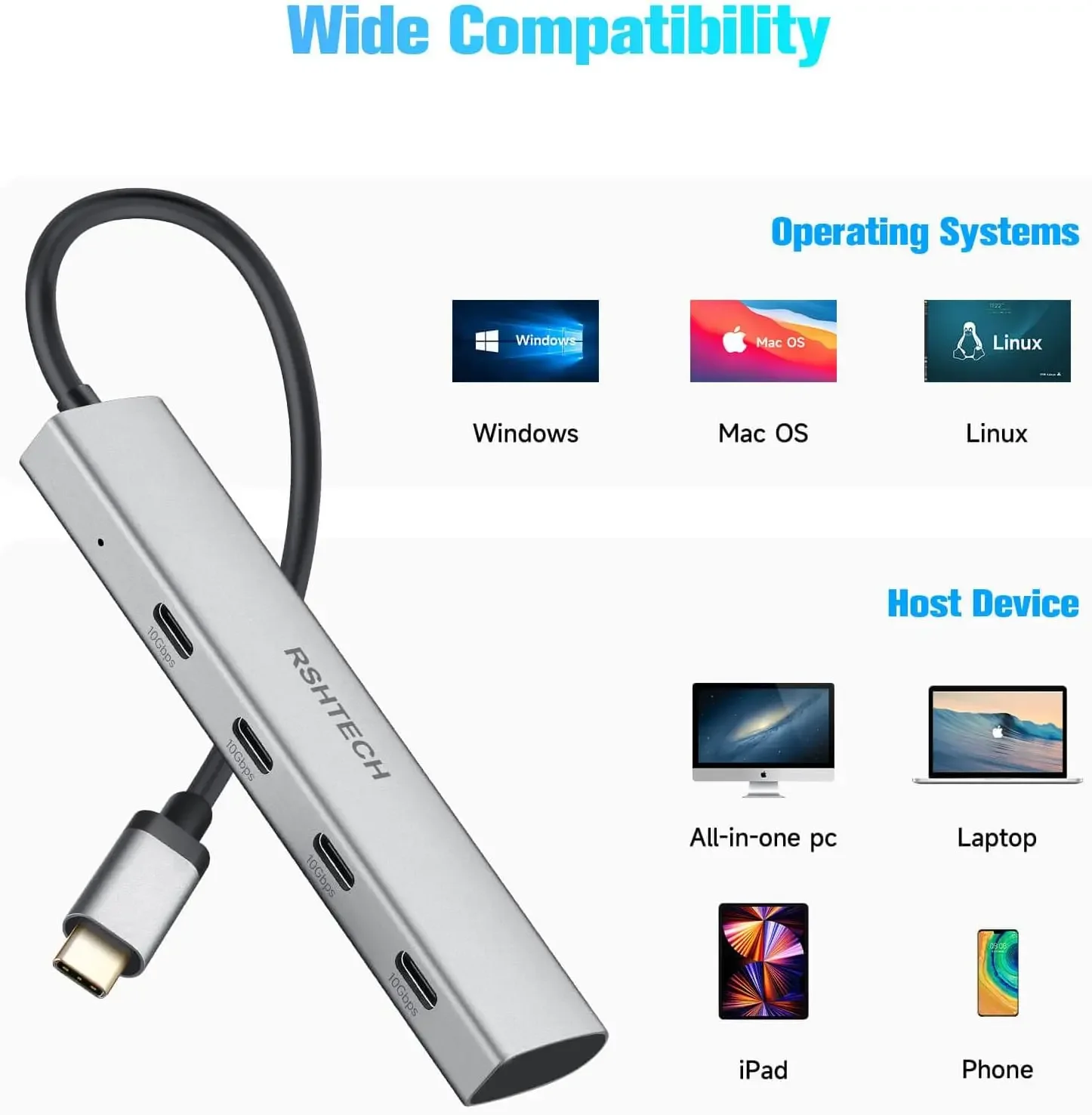ฮับ RSHTECH USB C ฮับ USB 3.2  - Laptop Accessories Hub บทวิจารณ์และราคา
