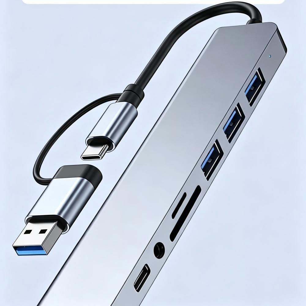 ฮับ USB3.0 แบบ 8-in-2 หัวคู่ T - Laptop Accessories Hub บทวิจารณ์และราคา