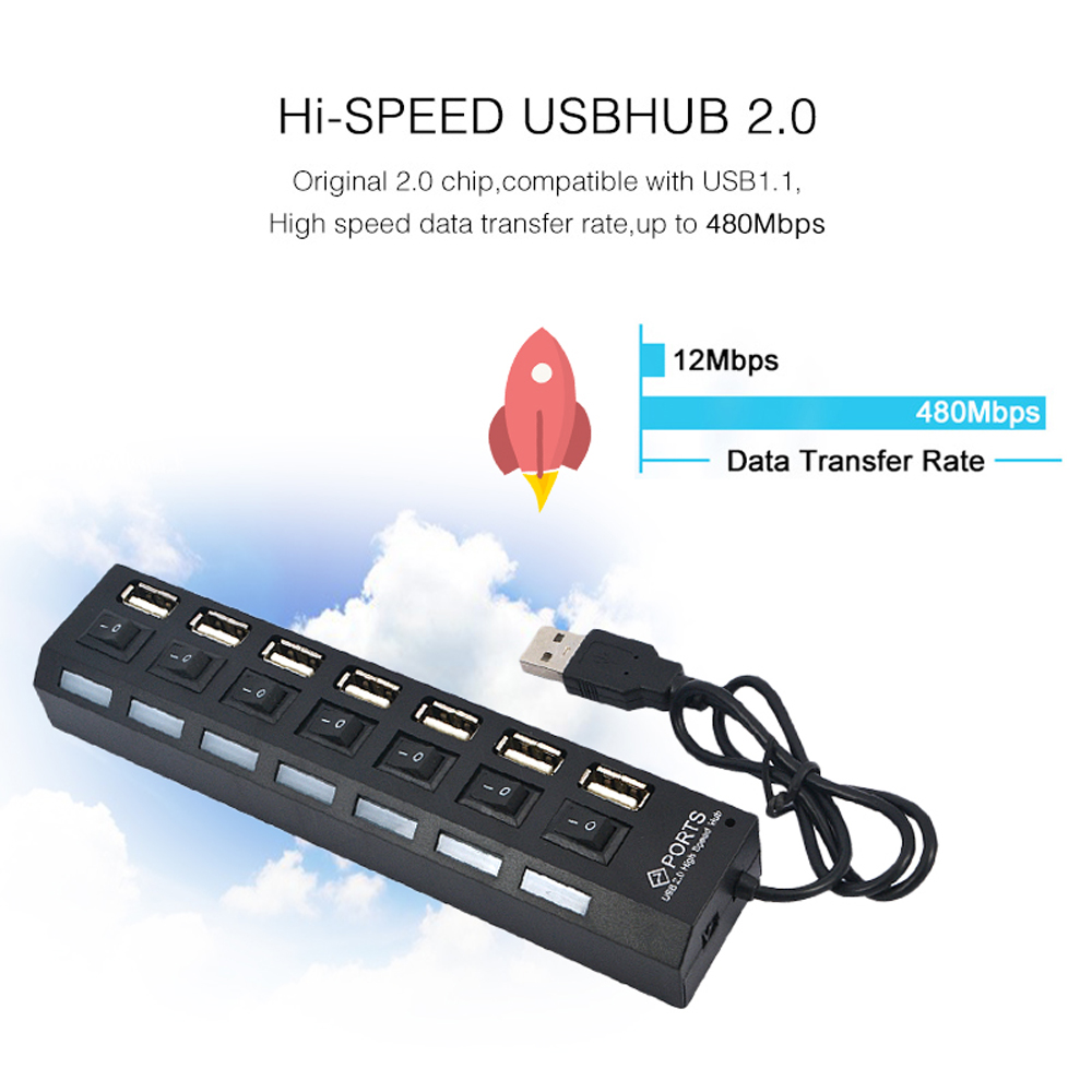 KEBIDUMEI 7 พอร์ต USB 2.0 HUB  - Laptop Accessories Hub บทวิจารณ์และราคา