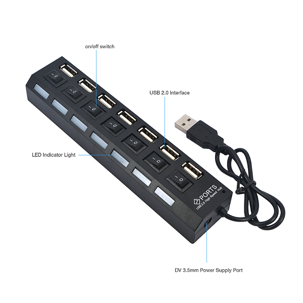 KEBIDUMEI 7 พอร์ต USB 2.0 HUB  - Laptop Accessories Hub บทวิจารณ์และราคา
